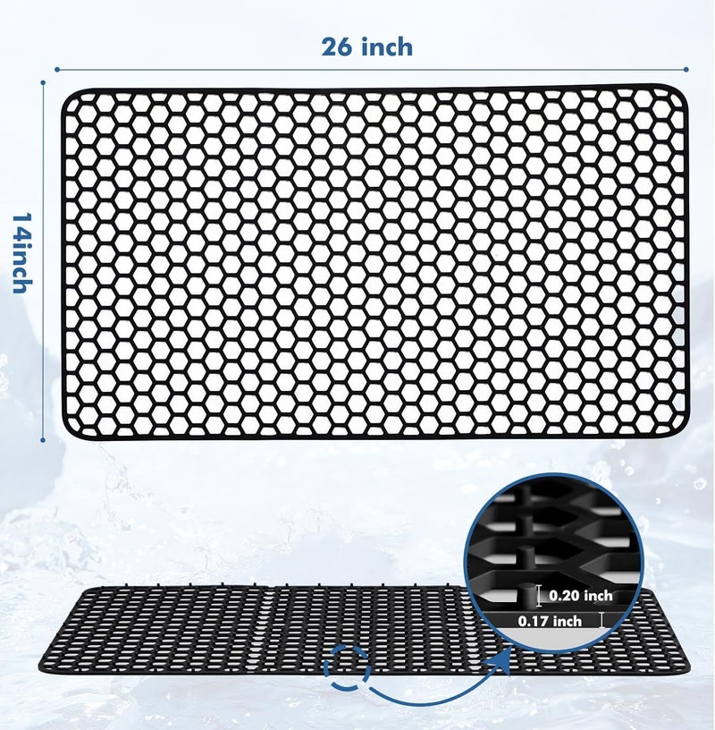 Bestjing Silicone Sink Protectors for Kitchen Sink - 26"x 14" Kitchen Protector Accessory, Non-Slip Heat Resistan Mat for Bottom of Farmhouse Stainless Steel Porcelain, Dishwasher Safe (Black) - Image 2
